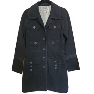 ANTHROPOLOGIE TULLE BLACK LONG LINE LIGHTWEIGHT UTILITY JACKET COAT SIZE SMALL